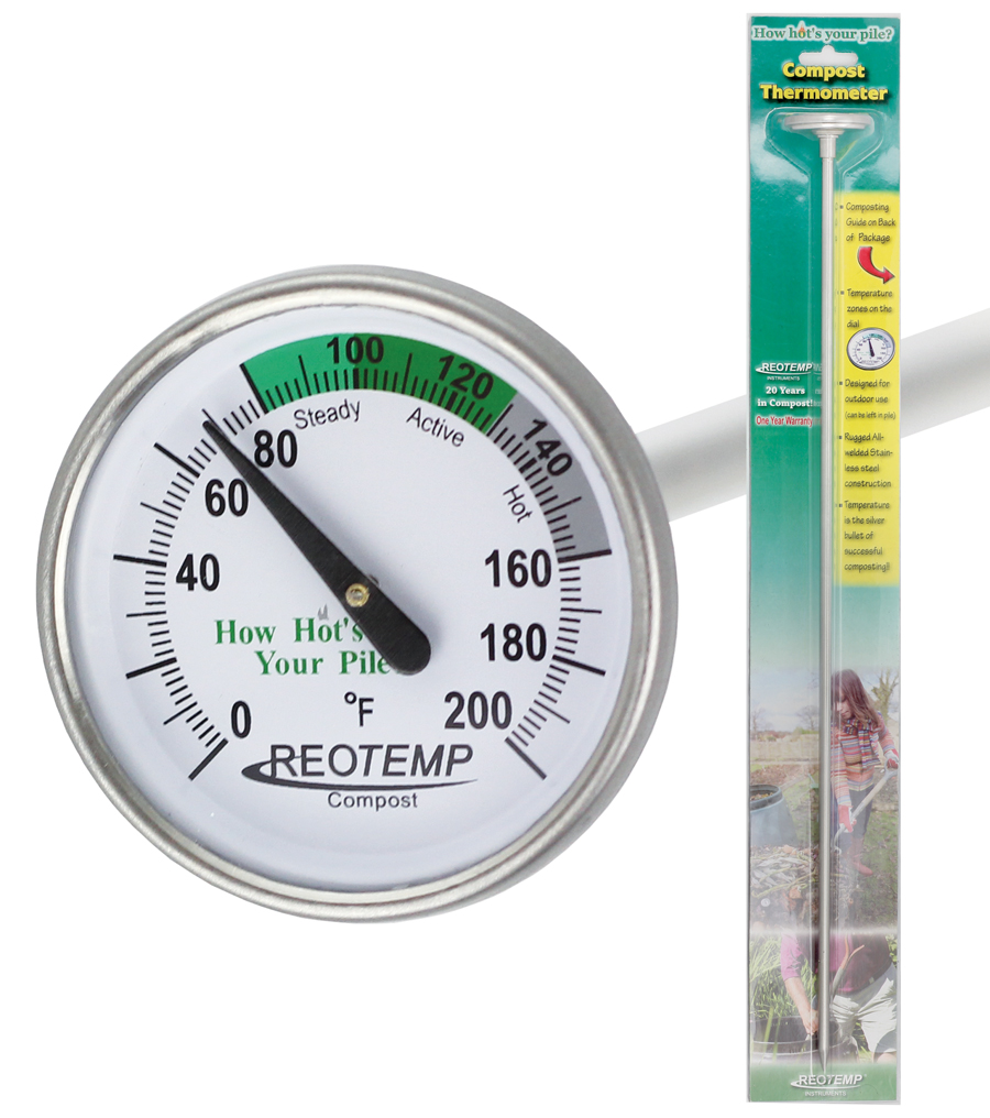 32-178 Fahrenheit and Celsius with PDF Composting Guide REOTEMP Soil & Compost Thermometer 12 Inch Stem