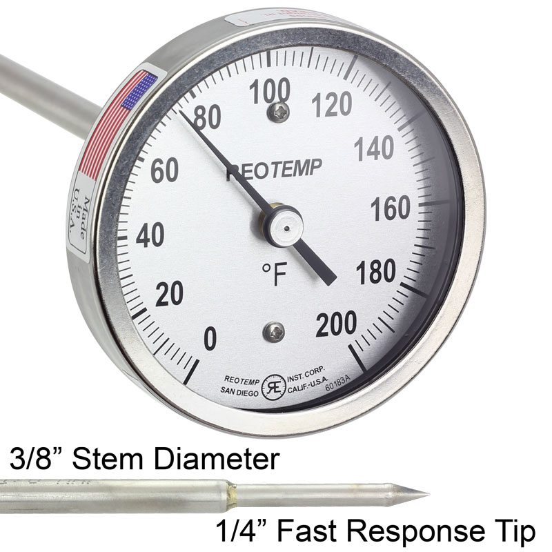 Reotemp Heavy Duty Compost Thermometer - Fahrenheit and Celsius (36 inch Stem)