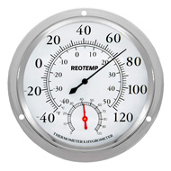Reotemp 12 Inch Modern Indoor Fahrenheit Analog Wall Thermometer with  Brushed Aluminum Metal Bezel and Glass Lens