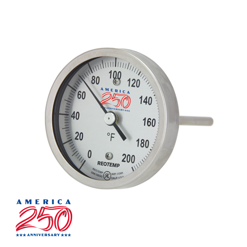 Reotemp process grade bimetal thermometer with the America 250 commemorative dial